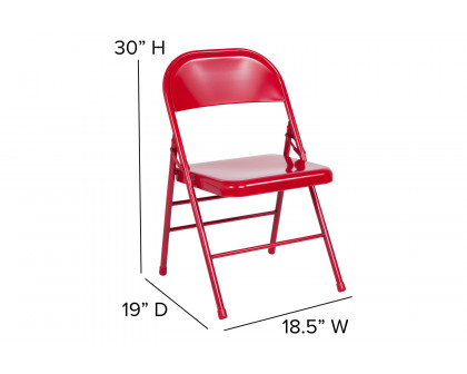 BLNK™ HERCULES Series Triple Braced and Double Hinged Metal Folding Chair - Red