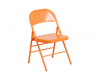 BLNK™ HERCULES COLORBURST Series Metal Triple Braced and Double Hinged Folding Chair - Orange Marmalade