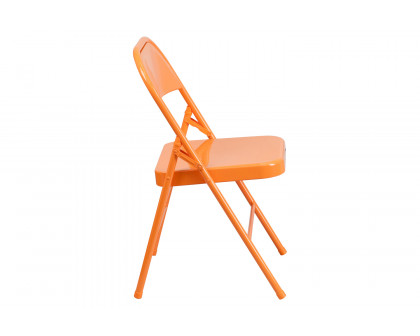 BLNK™ HERCULES COLORBURST Series Metal Triple Braced and Double Hinged Folding Chair - Orange Marmalade