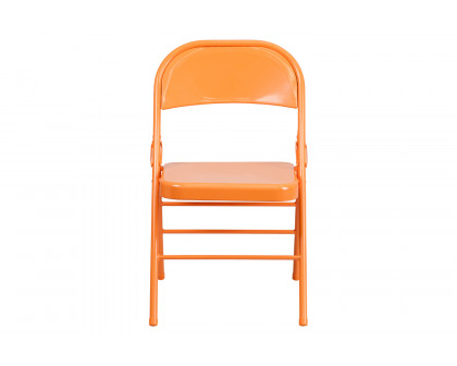 BLNK™ HERCULES COLORBURST Series Metal Triple Braced and Double Hinged Folding Chair - Orange Marmalade