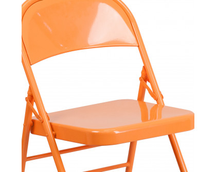 BLNK™ HERCULES COLORBURST Series Metal Triple Braced and Double Hinged Folding Chair - Orange Marmalade