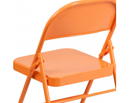 BLNK™ HERCULES COLORBURST Series Metal Triple Braced and Double Hinged Folding Chair - Orange Marmalade