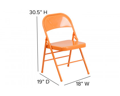 BLNK™ HERCULES COLORBURST Series Metal Triple Braced and Double Hinged Folding Chair - Orange Marmalade