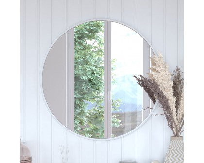 BLNK Julianne Style 2 Round Metal Framed Wall Mirror - Silver, 30"D