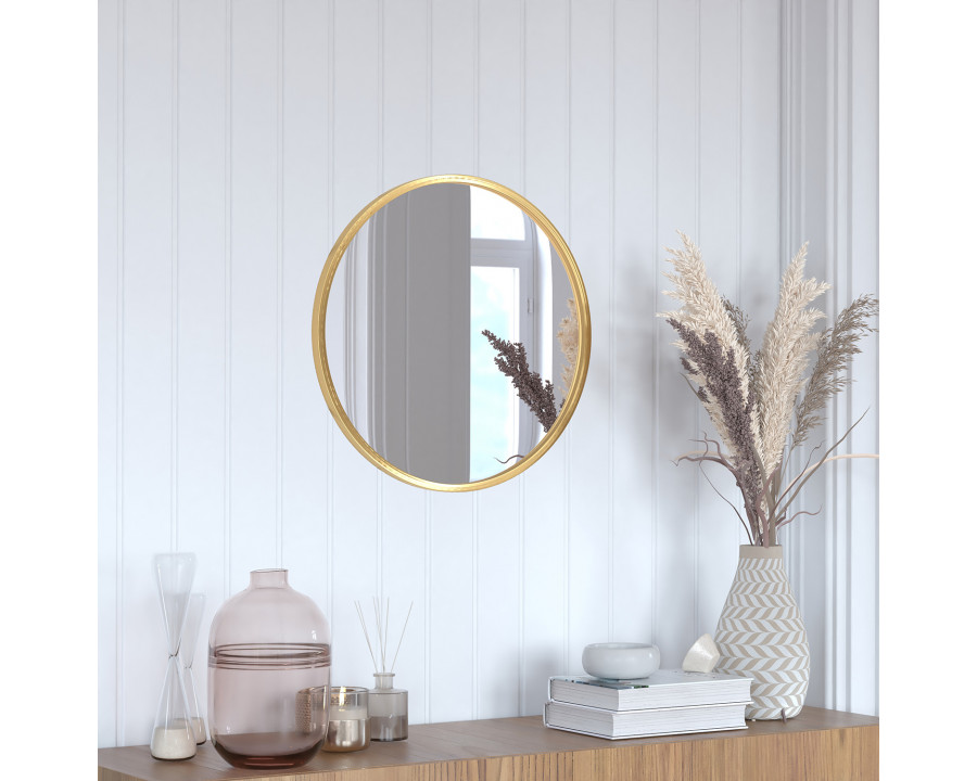 BLNK Julianne Style 2 Round Metal Framed Wall Mirror - Gold, 20"D