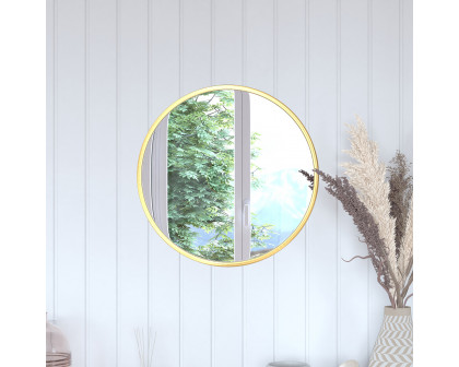 BLNK Julianne Style 2 Round Metal Framed Wall Mirror - Gold, 20"D