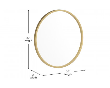 BLNK Julianne Style 2 Round Metal Framed Wall Mirror - Gold, 20"D