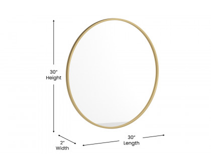 BLNK Julianne Style 2 Round Metal Framed Wall Mirror - Gold, 30"D