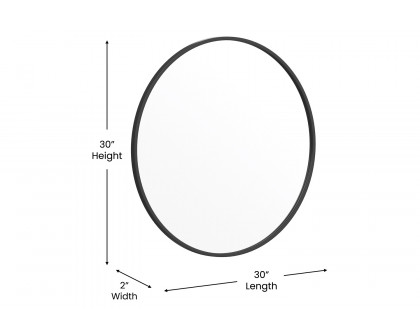 BLNK Julianne Style 2 Round Metal Framed Wall Mirror - Black, 30"D