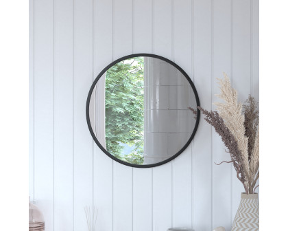 BLNK Julianne Style 2 Round Metal Framed Wall Mirror - Black, 20"D