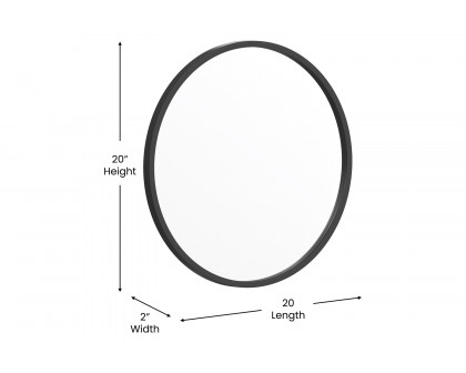 BLNK Julianne Style 2 Round Metal Framed Wall Mirror - Black, 20"D