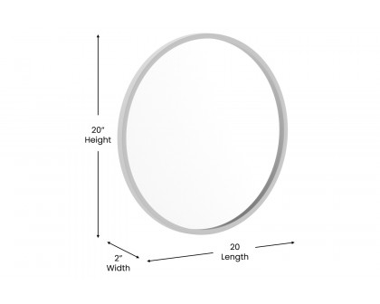 BLNK Julianne Style 2 Round Metal Framed Wall Mirror - Silver, 20"D