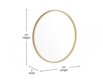 BLNK Julianne Style 2 Round Metal Framed Wall Mirror - Gold, 24"D