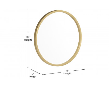 BLNK Julianne Style 2 Round Metal Framed Wall Mirror - Gold, 16"D