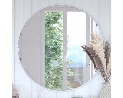 BLNK Julianne Style 2 Round Metal Framed Wall Mirror - Silver, 36"D