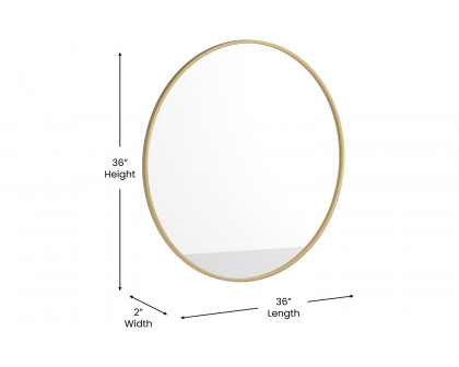 BLNK Julianne Style 2 Round Metal Framed Wall Mirror - Gold, 36"D