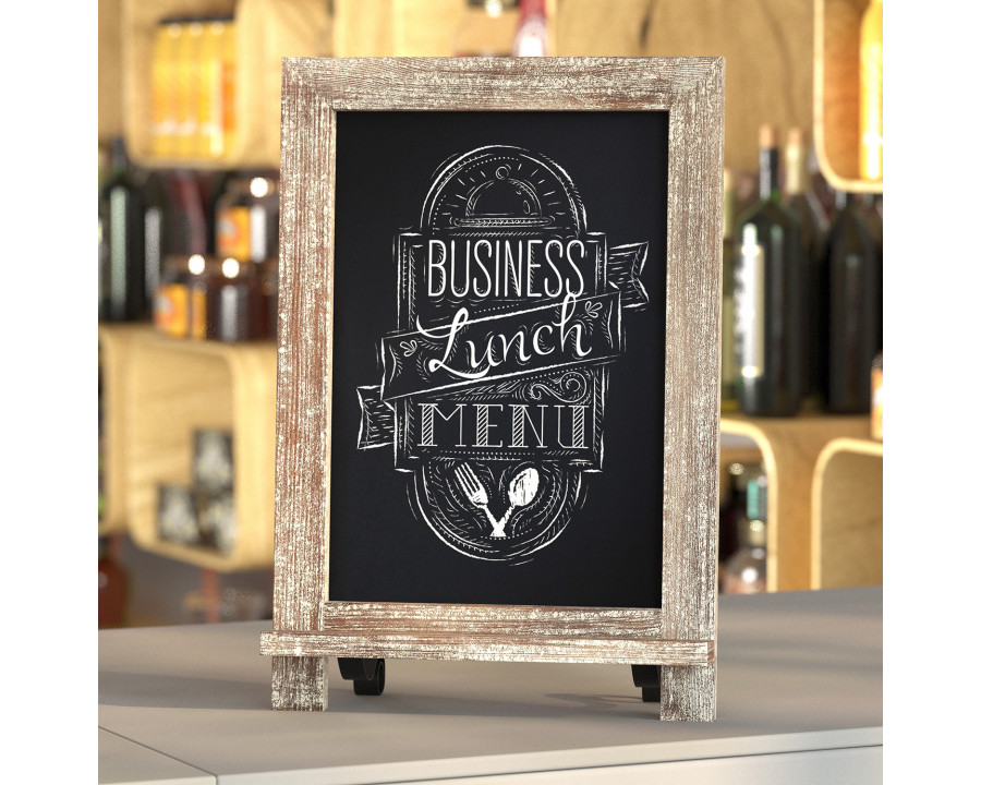 BLNK Canterbury Weathered Tabletop Magnetic Chalkboard Sign with Metal Scrolled Legs