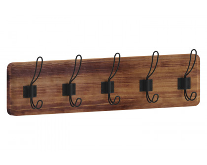 BLNK Daly Wall Mounted Solid Pine Wood Storage Rack with 5 Hooks - Rustic Brown