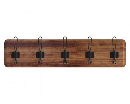 BLNK Daly Wall Mounted Solid Pine Wood Storage Rack with 5 Hooks - Rustic Brown