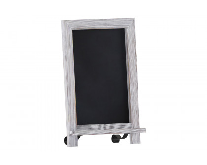 BLNK Canterbury Whitewashed Tabletop Magnetic Chalkboard Sign with Metal Scrolled Legs - 9.5"W x 14"H