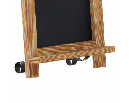 BLNK Canterbury Torched Wood Tabletop Magnetic Chalkboard Sign with Metal Scrolled Legs - 9.5"W x 14"H