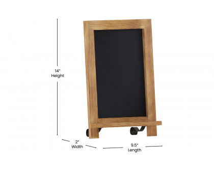 BLNK Canterbury Torched Wood Tabletop Magnetic Chalkboard Sign with Metal Scrolled Legs - 9.5"W x 14"H