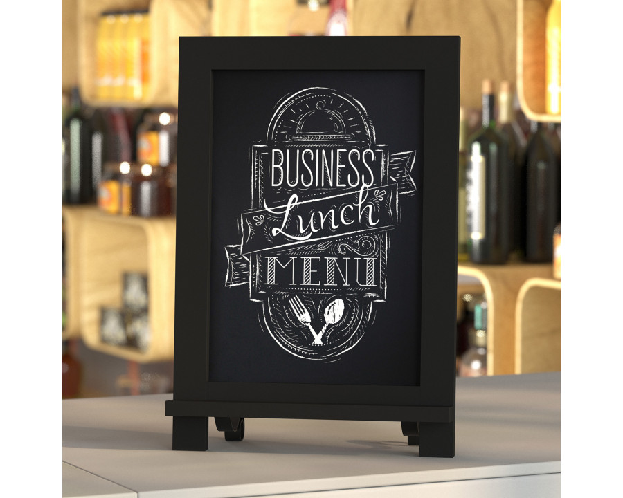 BLNK Canterbury Black Tabletop Magnetic Chalkboard Sign with Metal Scrolled Legs