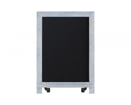 BLNK Canterbury Rustic Blue Tabletop Magnetic Chalkboard Sign with Metal Scrolled Legs - 12"W x 17"H