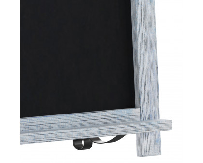 BLNK Canterbury Rustic Blue Tabletop Magnetic Chalkboard Sign with Metal Scrolled Legs - 12"W x 17"H