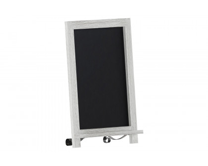 BLNK Canterbury Whitewashed Tabletop Magnetic Chalkboard Sign with Metal Scrolled Legs - 12"W x 17"H