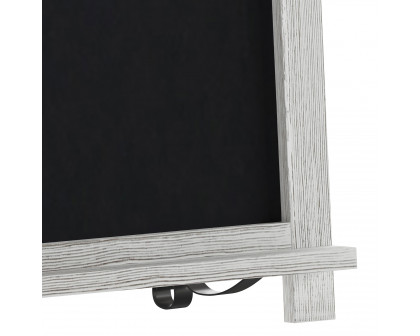 BLNK Canterbury Whitewashed Tabletop Magnetic Chalkboard Sign with Metal Scrolled Legs - 12"W x 17"H