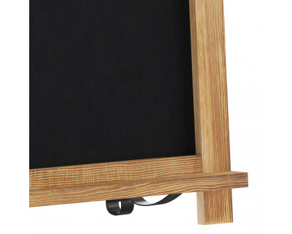 BLNK Canterbury Torched Wood Tabletop Magnetic Chalkboard Sign with Metal Scrolled Legs - 12"W x 17"H