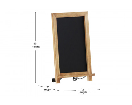 BLNK Canterbury Torched Wood Tabletop Magnetic Chalkboard Sign with Metal Scrolled Legs - 12"W x 17"H