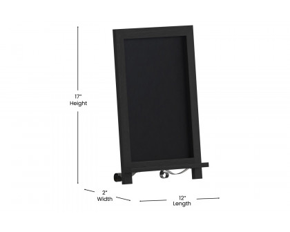 BLNK Canterbury Black Tabletop Magnetic Chalkboard Sign with Metal Scrolled Legs - 12"W x 17"H