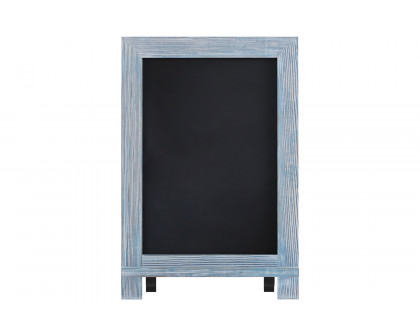 BLNK Canterbury Rustic Blue Tabletop Magnetic Chalkboard Sign with Metal Scrolled Legs - 9.5"W x 14"H