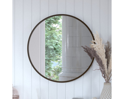 BLNK Jennifer Round Metal Framed Wall Mirror - Bronze