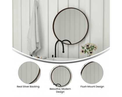 BLNK Jennifer Round Metal Framed Wall Mirror - Bronze