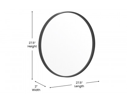 BLNK Jennifer Round Metal Framed Wall Mirror - Black