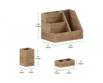 BLNK Comerford Wooden Organizer Set 3 Piece - Rustic Brown