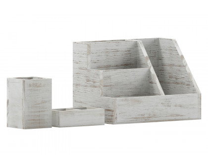 BLNK Comerford Wooden Organizer Set 3 Piece - Whitewashed