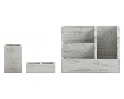 BLNK Comerford Wooden Organizer Set 3 Piece - Whitewashed