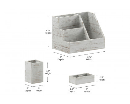 BLNK Comerford Wooden Organizer Set 3 Piece - Whitewashed