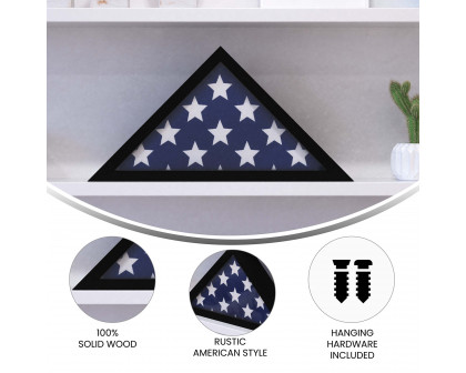 BLNK Sheehan Solid Wood Memorial Flag Display Case - Black