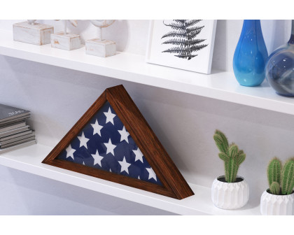 BLNK Sheehan Solid Wood Memorial Flag Display Case - Rustic Brown