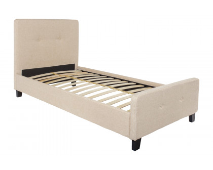 BLNK Tribeca Tufted Upholstered Platform Bed - Beige, Twin Size