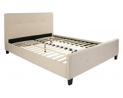 BLNK Tribeca Tufted Upholstered Platform Bed - Beige, Queen Size