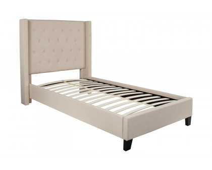 BLNK Riverdale Tufted Upholstered Platform Bed - Beige, Twin Size