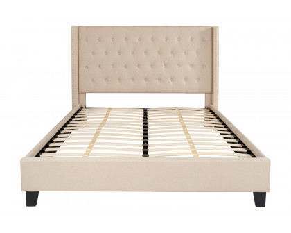 BLNK Riverdale Tufted Upholstered Platform Bed - Beige, Queen Size