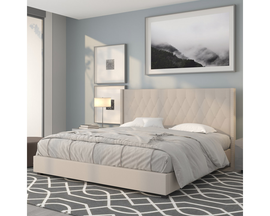 BLNK Riverdale Tufted Upholstered Platform Bed - Beige, King Size