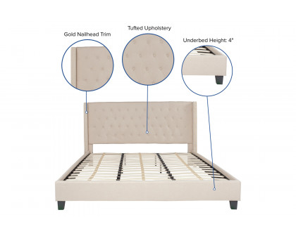 BLNK Riverdale Tufted Upholstered Platform Bed - Beige, King Size